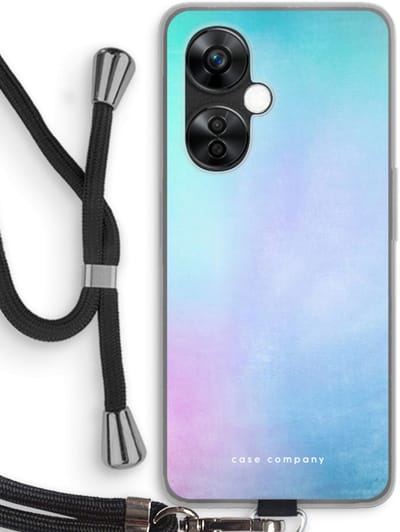 Case Company® - Hoesje met koord geschikt voor OnePlus Nord CE 3 Lite hoesje met Koord - Mist pastel - Telefoonhoesje met Zwart Koord - Bescherming aan alle Kanten en Over de Schermrand