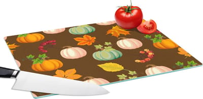 Glazen Snijplank - 39x28 - Herfst - Pompoenen - Patronen - Snijplanken Glas
