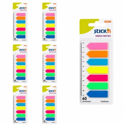 Stick'n Index Tabs - 6-Pack - 45x12mm - Flexibele Liniaal - 1200 Sticky Notes - Bladwijzer