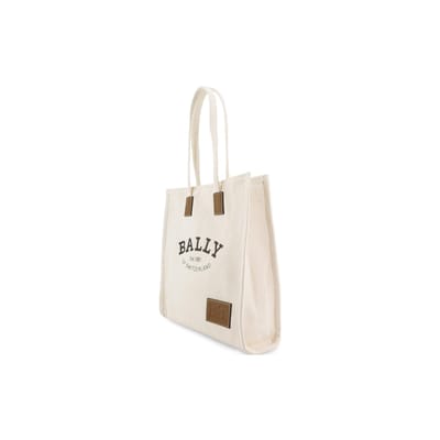 Bally Crystalia Hong Kong Stijl Logo Print Detail Stof Tote Bag Unisex Tote Bags Natuurlijk Bruin 6236963 Basic Set (Bag+Dust Bag) white