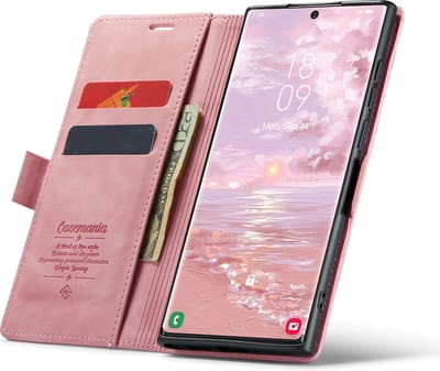 CaseMania Bookcase hoesje geschikt voor Samsung Galaxy S25 Ultra - Effen Roze - Kunstleer