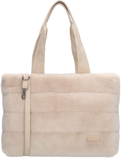 Zebra trends Emma Laptoptas 15,6 inch - Werktas - Shopper - Laptoptas - Bont - Fur - Schoudertas - Laptopvak - Trolleyband - Crème