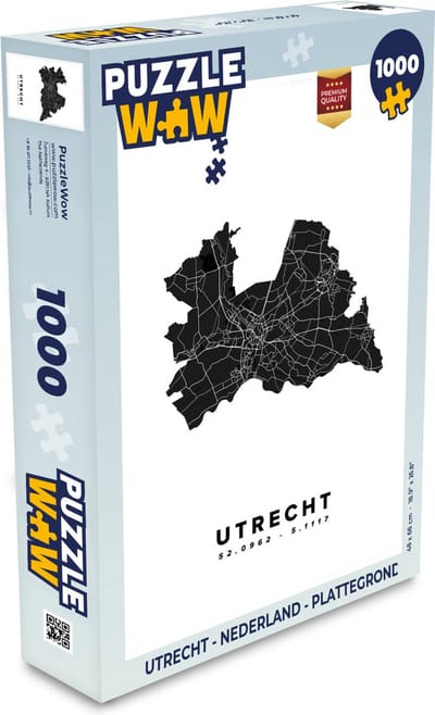 Puzzel Utrecht - Nederland - Plattegrond - Legpuzzel - Puzzel 1000 stukjes volwassenen - Stadskaart