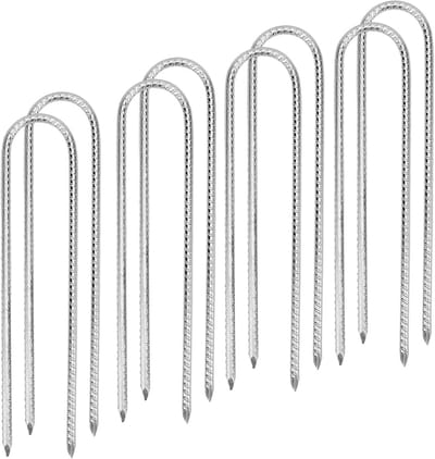 8x U-vormige Grondharingen voor Trampoline, Tent en Tuin - 30,5 cm Verstevigd Staal