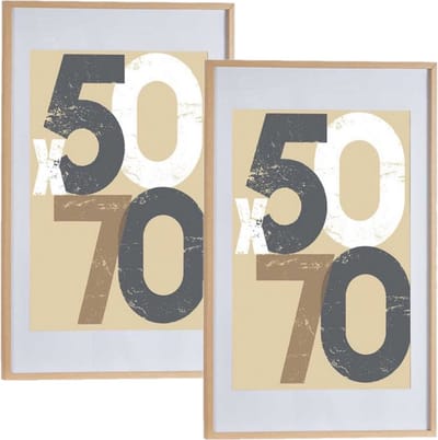 2x stuks houten fotolijst - bruin - 60 x 90 cm - fotolijstje - met passe-partout - decoratie