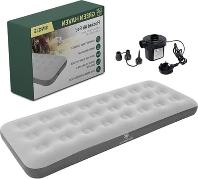 Single Inflatable Mattress + AC Pump - Waterproof Air Mattress for Adults and Children - Fast Inflatable Camping Bed