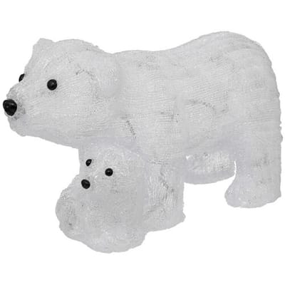 Feeric Lights & Christmas Verlichte buitenfiguur beer met welp - 44 cm