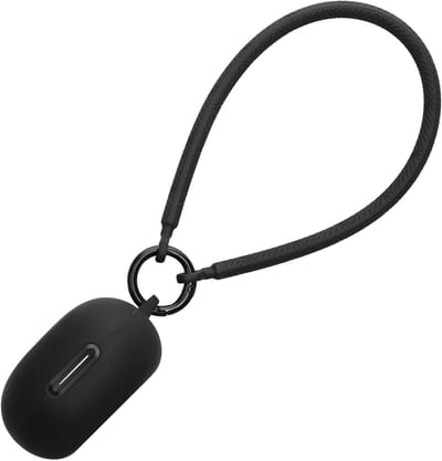 kwmobile oordopjes case geschikt voor Anker soundcore P40i hoesje - Oortjes cover met handstrap - In-ear koptelefoon hoes - Silicone in zwart