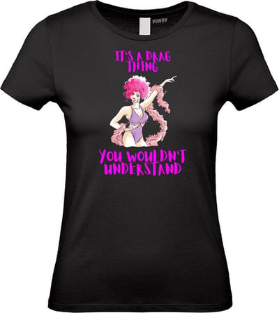 Dames T-shirt It's a Drag Thing | Gay pride shirt kleding | Regenboog kleuren | LGBTQ | Zwart dames | maat XS