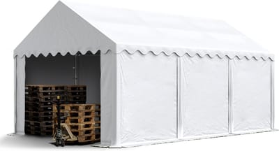Opslagtent 4x6 m beschutting met PVC zeil 700 N waterdicht wit