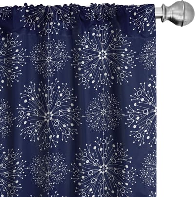 ABAKUHAUS – Moderne gordijnen – 2-delige set 75x175 cm – Donker indigo & wit
