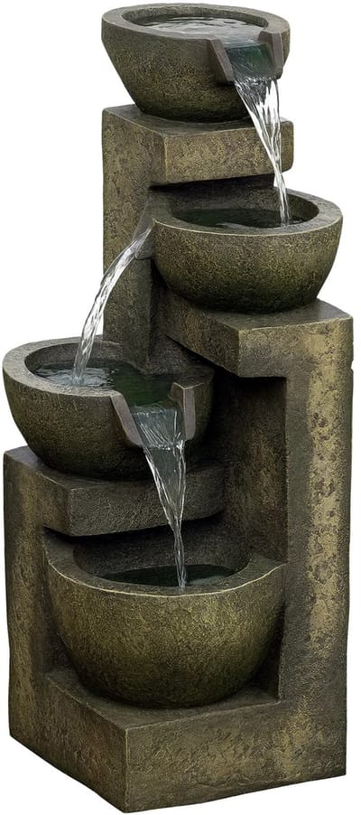 Roossentials tuinfontein - Waterfontein - Waterornament - Waterval tuin - 4 laags - Met waterpomp - Verstelbare waterafvoer