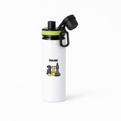Hacebo® - Schaken met eigen naam waterfles met draaidop groen - Schaken - Schaker - Denksport - water fles - 850ML