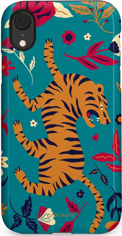 Casetastic Hoesje Geschikt voor Apple iPhone Xr - Stijlvolle Beschermende Duo-layer Case - Gouden brul