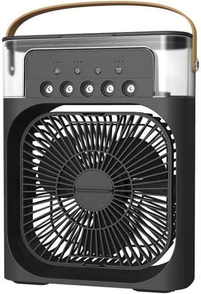 Draagbare Ventilator -met GRATS anti muggenlamp - Led Verlichting Luchtkoeler - Bevochtiger - Tafelmodel - Waterverneveling - Zwart