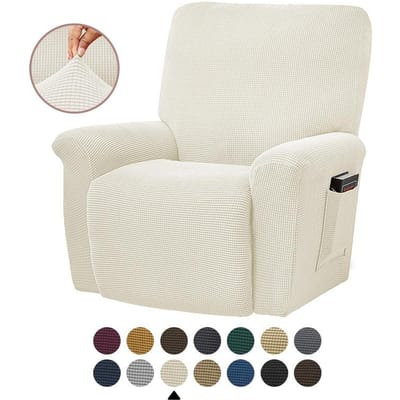 Battilo Relaxfauteuilhoes Waterdicht Elastisch Winter Pluche Hoes Voor Luie Sofa Allesomvattende Massagestoelhoes Plaid Slipcover white