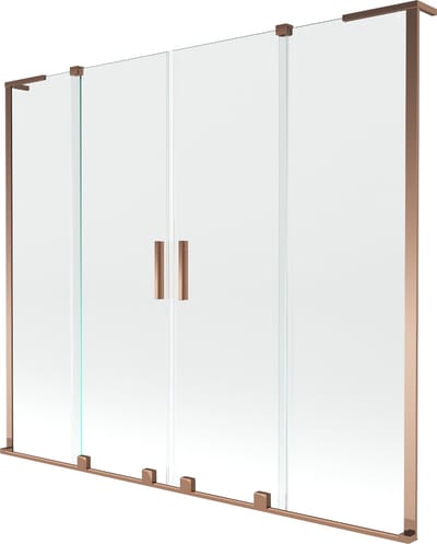 Mexen Velar L Duo badwand 2-delig schuifbaar 170 x 150 , transparant, roze goud - 896-170-003-02-60