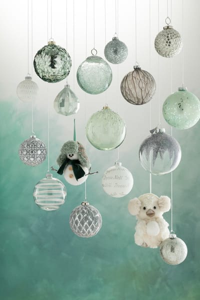 J-Line kerstbal Rond Patroon - glas - antiek grijs - small - doos van 8