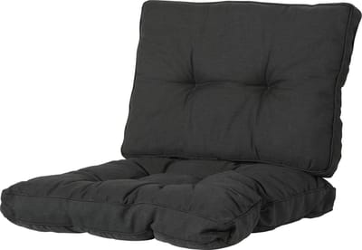 Madison - Loungekussen - Tuinkussen - Zitkussen - Rugkussen - 2-delig - 60 x 60cm - Rib Zwart