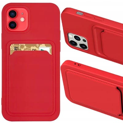 Étui Portefeuille en Silicone avec Poche pour Carte d'Identité pour Xiaomi Redmi Note 10 5G / Poco M3 Pro Rouge