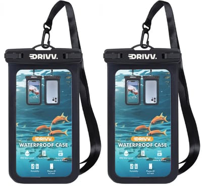 Drivv. Waterdicht Telefoonhoesje – Set van 2 - Dubbele Klipsluiting - Tot 6.7 inch – Onderwater Hoesje Telefoon - Zwart