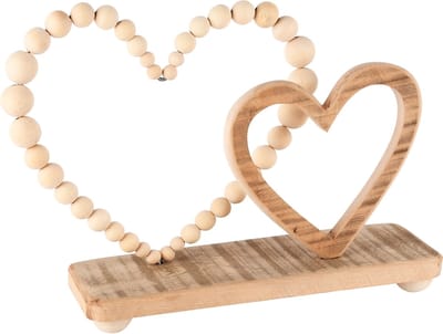 Dekoratief | Deco harten op voet, naturel, hout, 30x10x24cm | A245618