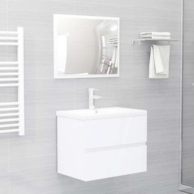 vidaXL - 2-delige - Badkamermeubelset - bewerkt - hout - wit