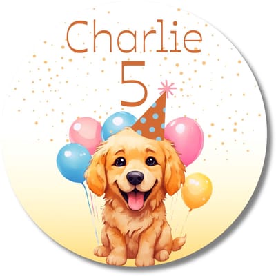 Hondje stickers met naam & leeftijd – 20 stuks – traktatie – 40 mm