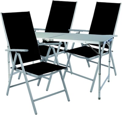 Campingmeubel set - Kampeer set - Buiten eten - In hoogte verstelbaar - 120x60cm - Zwart