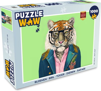 Puzzel Bloemen - Bril - Tijger - Dieren - Safari - Legpuzzel - Puzzel 1000 stukjes volwassenen