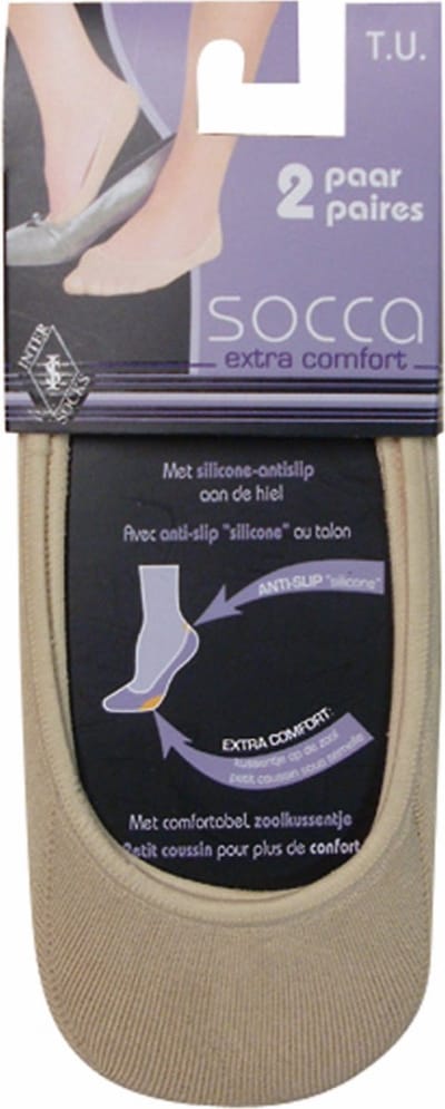 Dames socca of kousenvoetje met kussentje - multipack van 10 paar - protège pied cushion - beige - onzichtbare comfort sokjes