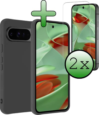 Hoesje Met 2x Screenprotector - Geschikt voor Google Pixel 10 Pro - Sterk & Shockproof - Back Cover - Siliconen Case - Telefoon Hoes - Zwart