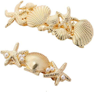 Emilie collection - haarspeld - goudkleurig - 2 stuks - schelpen