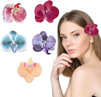 Zomerse Haarspelden met Hawaiiaanse Bloemen - 5 Stuks, Bohemian Haaraccessoires voor Feesten, Bruiloften en Carnaval