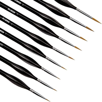 JGS Premium - Set van 9 fijne detailpenselen voor miniatuur schilderen en nagelkunst - Acryl, aquarel, olieverf