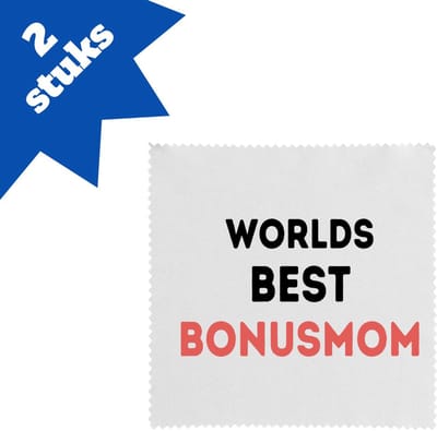Akyol - worlds best bonusmom brillendoekjes - Mama - de beste bonusmoeder - moeder cadeautjes - moederdag - verjaardagscadeau - verjaardag - cadeau - geschenk - kado - gift - moeder artikelen - 17,8 bij 17,8 cm - 2 stuks