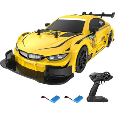 Afstandsbediening Drift Auto 1/16 Afstandsbediening Auto 2,4GHz 4WD Afstandsbediening Raceauto Kinderen Cadeau voor 2 battery geel