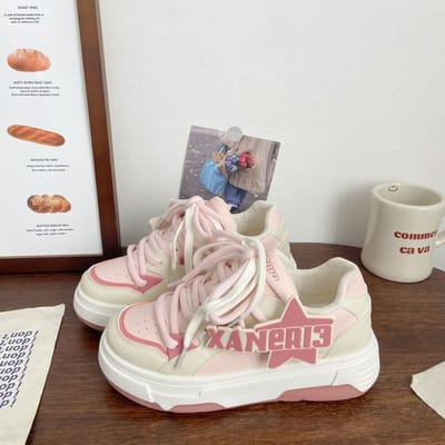 Leren Kleine Witte Schoenen Dames Lente Nieuwe Dames Platform Comfortabele Eenvoudige Boardschoenen Casual Veelzijdig Kleurafstemming Damesschoenen 40 roze