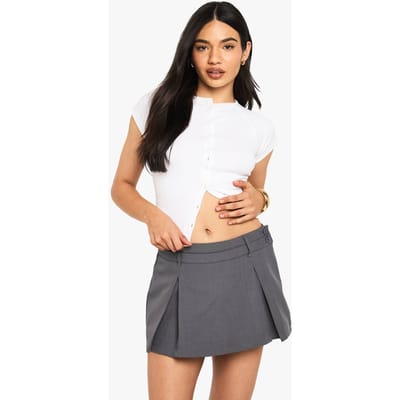 boohoo Dames Box Plooi Skort | Houtskool | Maat: 34