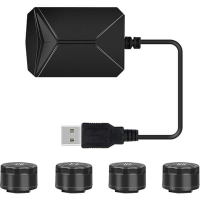 USB Android TPMS Bandenspanningscontrolesysteem Spanningsmonitor Android Navigatie Monitoring zwart