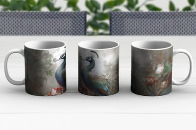 Mok - Koffiemok - Pauw - Pauwenveren - Vogel - Jungle - Bloemen - Mokken - 350 ML - Beker - Koffiemokken - Theemok
