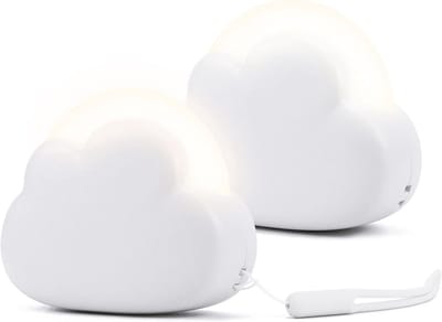 Babynachtlampje, wolk, 2 stuks, led-nachtlamp, draagbare borstvoedingslamp, kinderzaklamp met warm en wit licht, verstelbaar, USB-oplaadbaar, decoraties voor meisjesslaapkamer