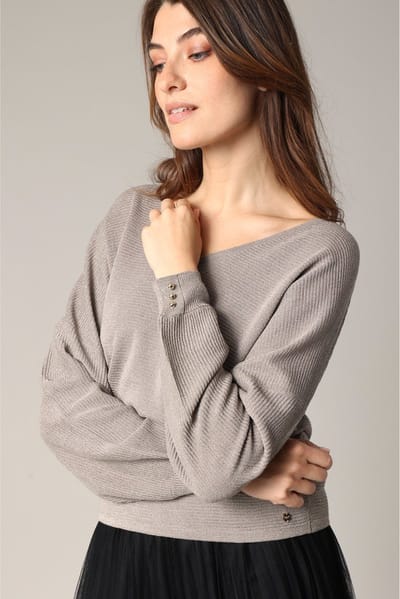 DEELUXE Trui met pofmouwen en metallic effect S