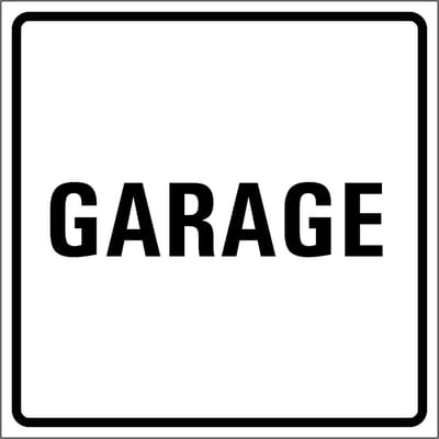 Garage sticker, wit zwart 100 x 100 mm