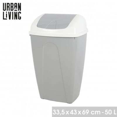 "PASHA" Flip afvalbak 50L – tweekleurig wit en Nomad Grey