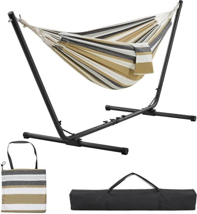 Hangmat met frame voor 2 personen - verstelbare lengte, ideaal voor buiten, strand, camping en reizen