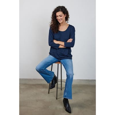 DIDI Dames Loose tee crew 3/4 sleeves Dark blue maat 36
