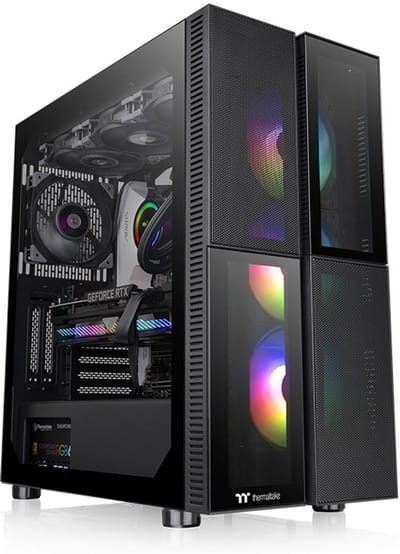 Thermaltake CA-1W1-00M1WN-01 Midi-tower PC-behuizing Zwart 3 voorgeïnstalleerde LED-ventilators, LCS-compatibel, Zijvenster, Geschikt voor...