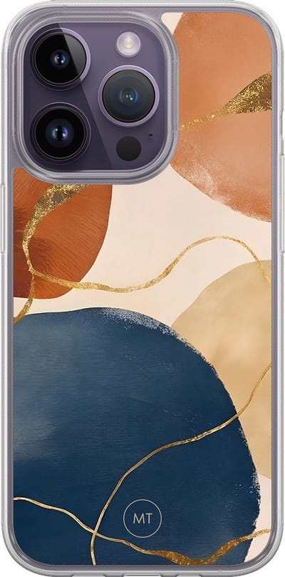 Hybride hoesje geschikt voor iPhone 14 Pro - Abstract harmony - Extra bescherming - Luxe beschermhoes - TPU case - Transparant, Multi - Mooie Telefoonhoesjes