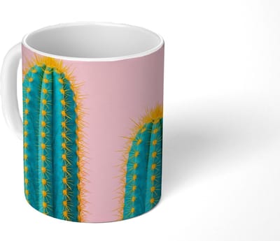 Mok - Koffiemok - Cactussen - Modern - Pastel - Mokken - 350 ML - Beker - Koffiemokken - Theemok